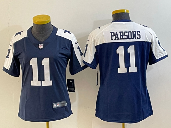 Women's Dallas Cowboys #11 Micah Parsons Navy/White Vapor Untouchable Limited Stitched Jersey(Run Small)